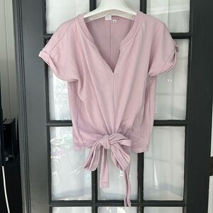 Gap roll sleeve tie waist lilac top 🌿
